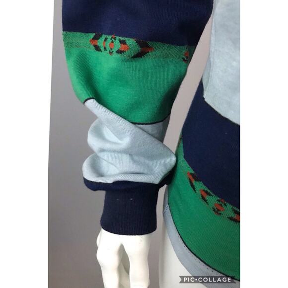 Vintage 1970s stripe Knit Crew Neck Tee Shirt Long Sleeve / womens XS - Picture 5 of 6